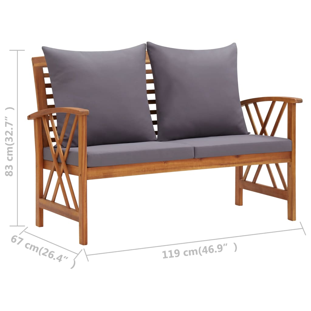 2 Piece Garden Lounge Set with Cushions Solid Acacia Wood - Newstart Furniture