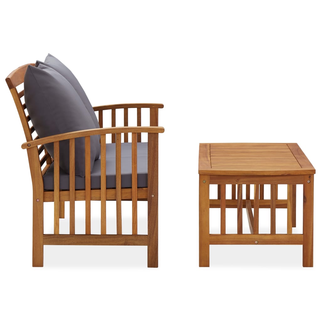 2 Piece Garden Lounge Set with Cushions Solid Acacia Wood - Newstart Furniture