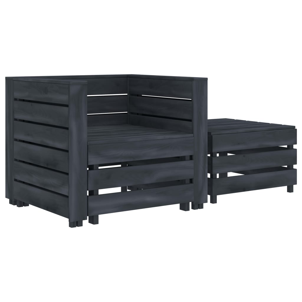 2 Piece Garden Pallet Lounge Set Grey Wood - Newstart Furniture