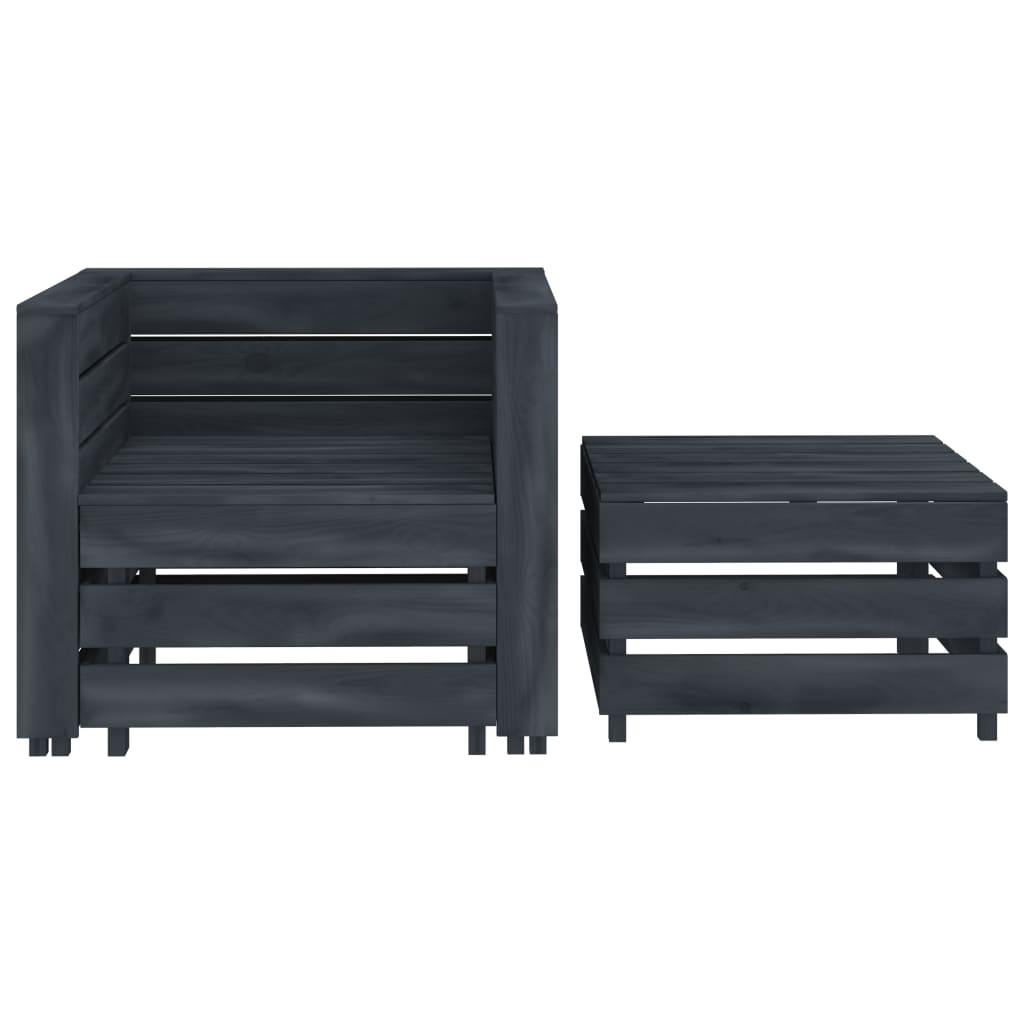 2 Piece Garden Pallet Lounge Set Grey Wood - Newstart Furniture