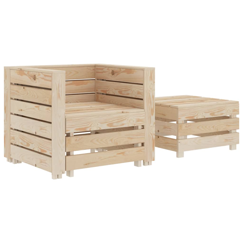 2 Piece Garden Pallet Lounge Set Wood - Newstart Furniture