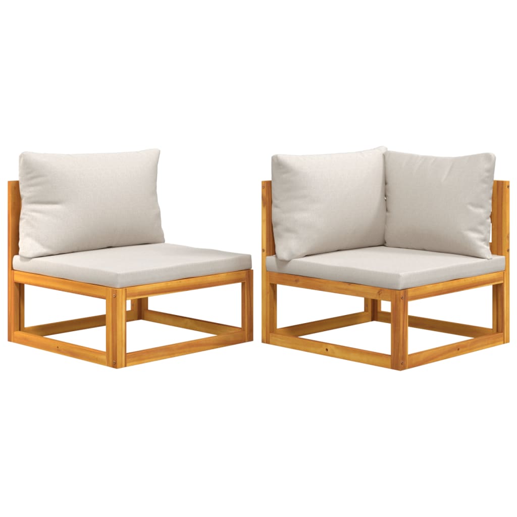 2 Piece Garden Sofa Set with Cushions Solid Wood Acacia - Newstart Furniture