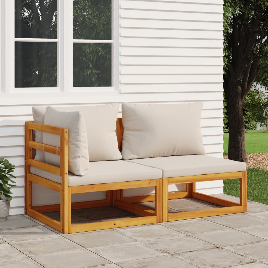 2 Piece Garden Sofa Set with Cushions Solid Wood Acacia - Newstart Furniture