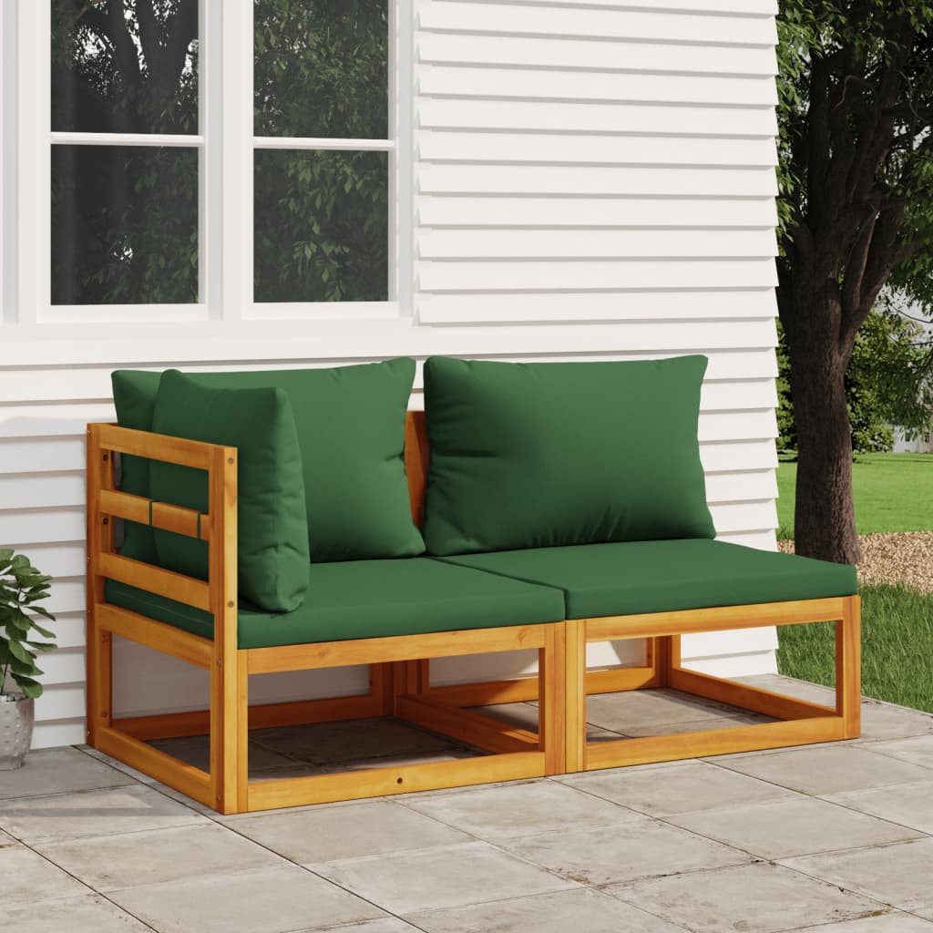 2 Piece Garden Sofa Set with Cushions Solid Wood Acacia - Newstart Furniture