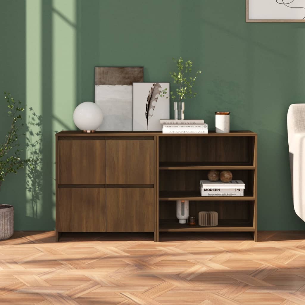 2 Piece Sideboard Brown Oak Engineered Wood - Newstart Furniture