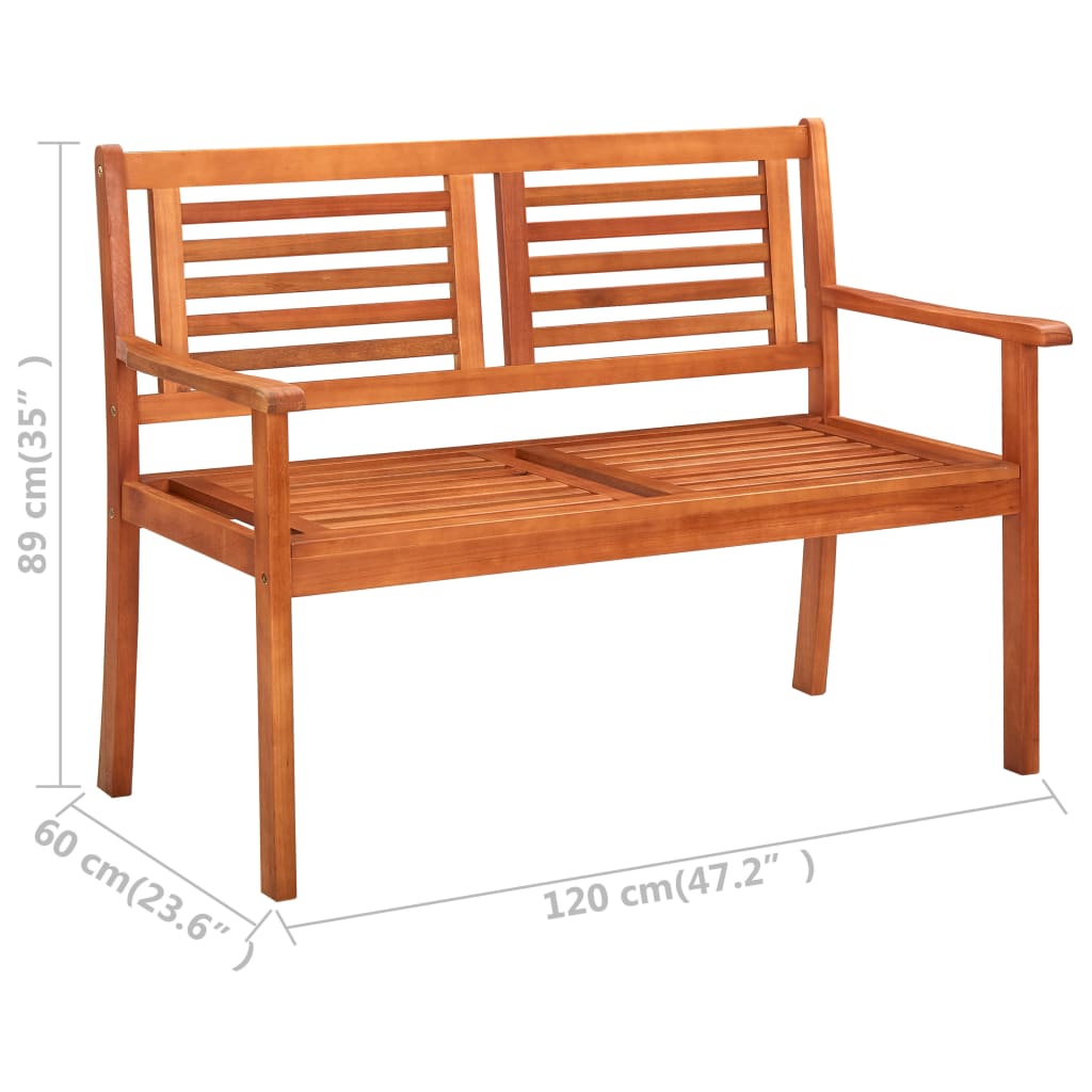 2-Seater Garden Bench 120 cm Solid Eucalyptus Wood - Newstart Furniture