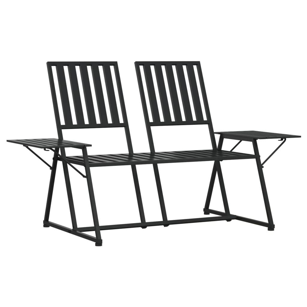 2-Seater Garden Bench 165 cm Black Steel - Newstart Furniture
