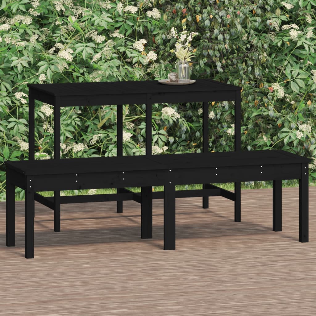 2-Seater Garden Bench Black 159.5x44x45 cm Solid Wood Pine - Newstart Furniture