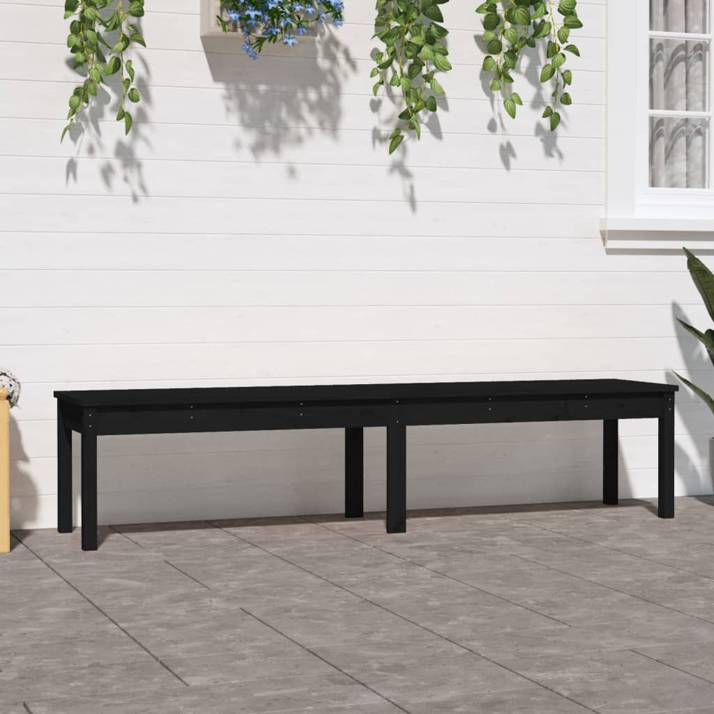 2-Seater Garden Bench Black 203.5x44x45 cm Solid Wood Pine - Newstart Furniture