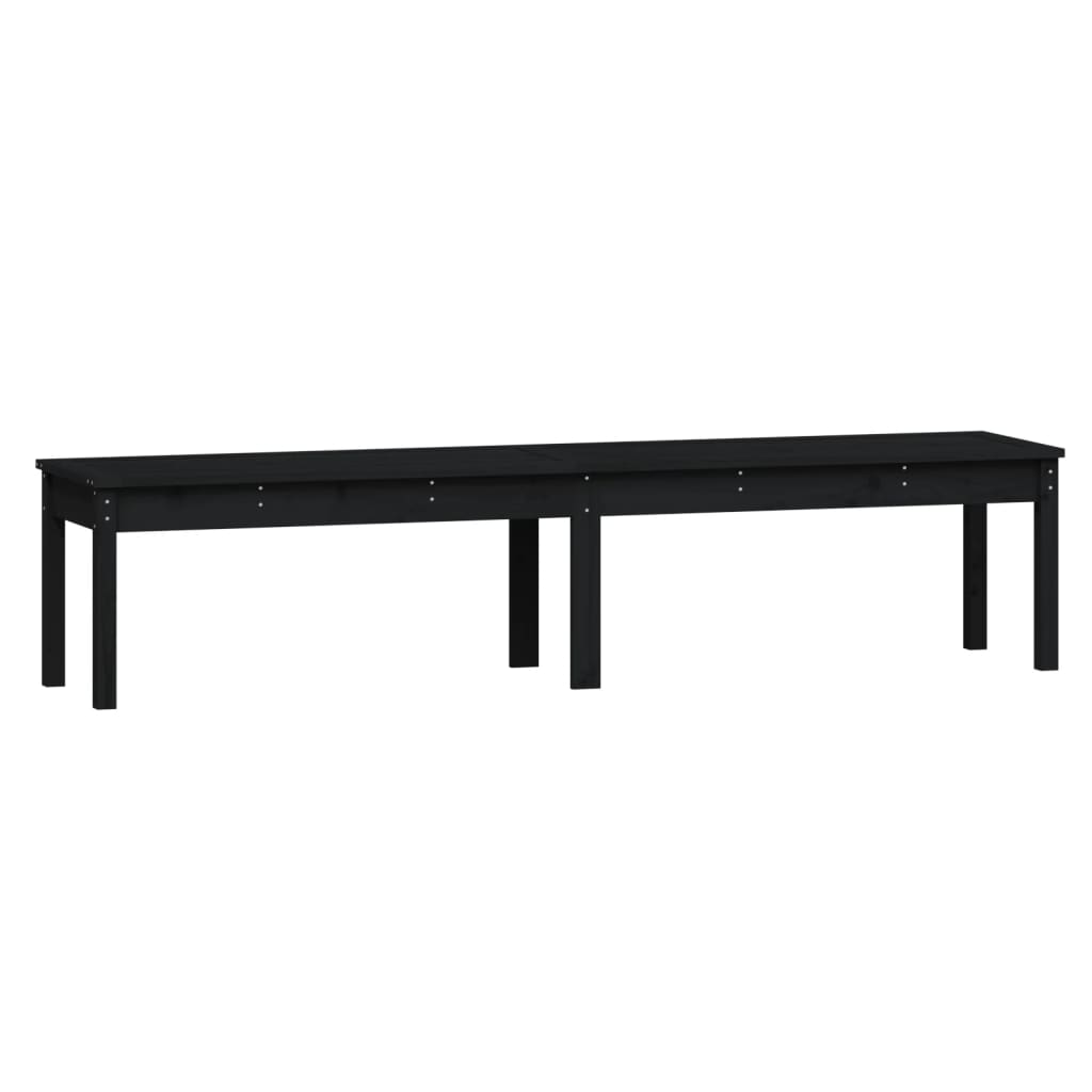 2-Seater Garden Bench Black 203.5x44x45 cm Solid Wood Pine - Newstart Furniture