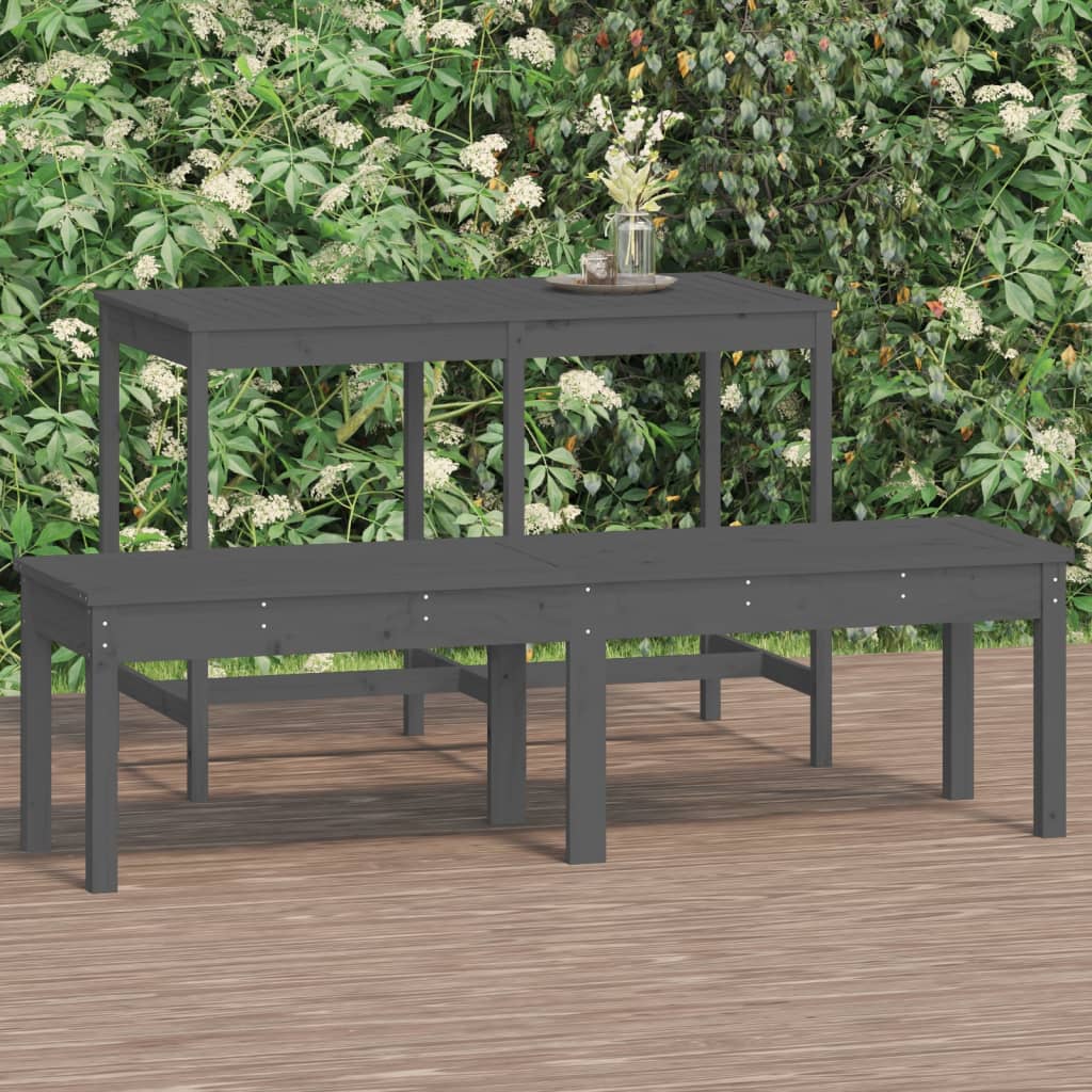 2-Seater Garden Bench Grey 159.5x44x45 cm Solid Wood Pine - Newstart Furniture