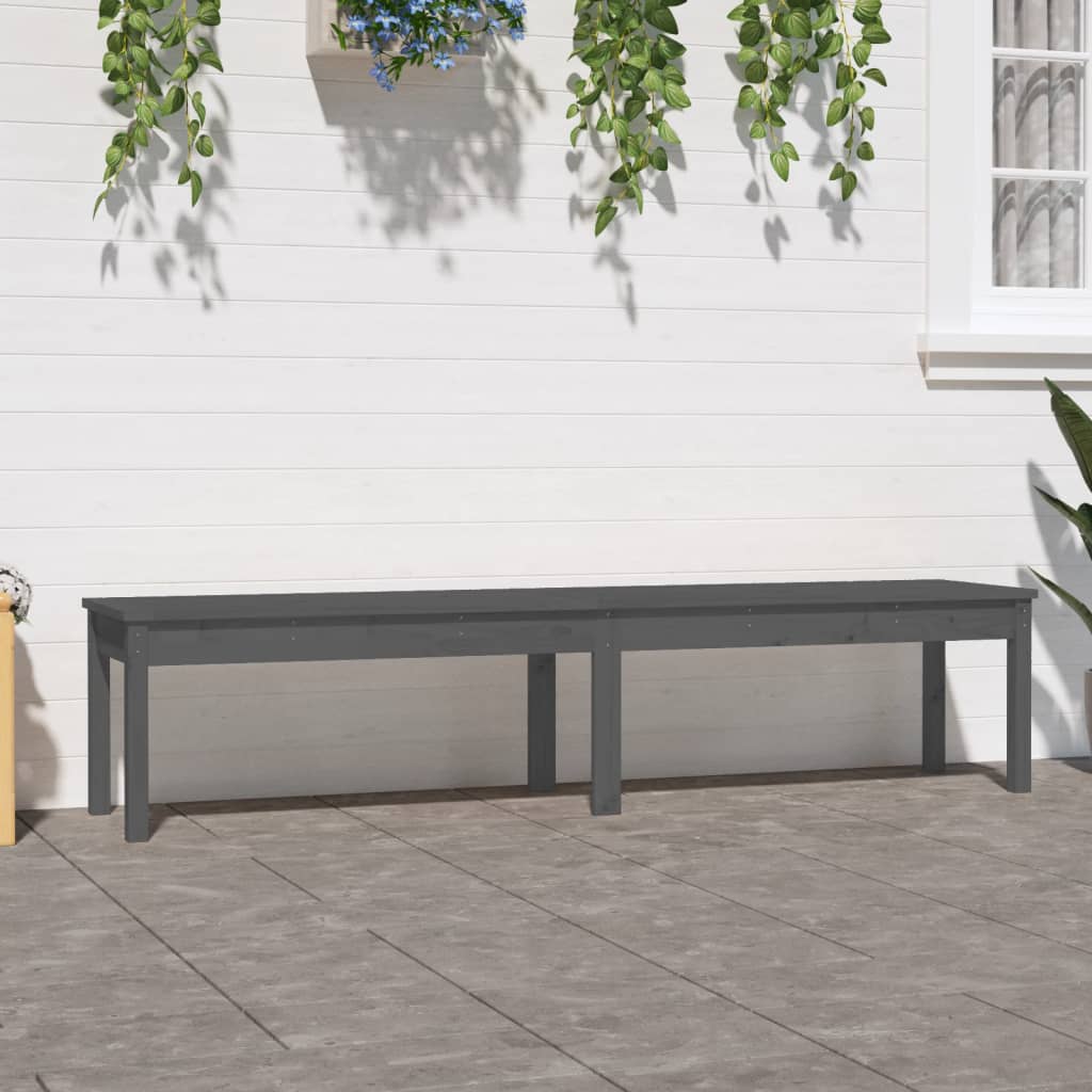 2-Seater Garden Bench Grey 203.5x44x45 cm Solid Wood Pine - Newstart Furniture