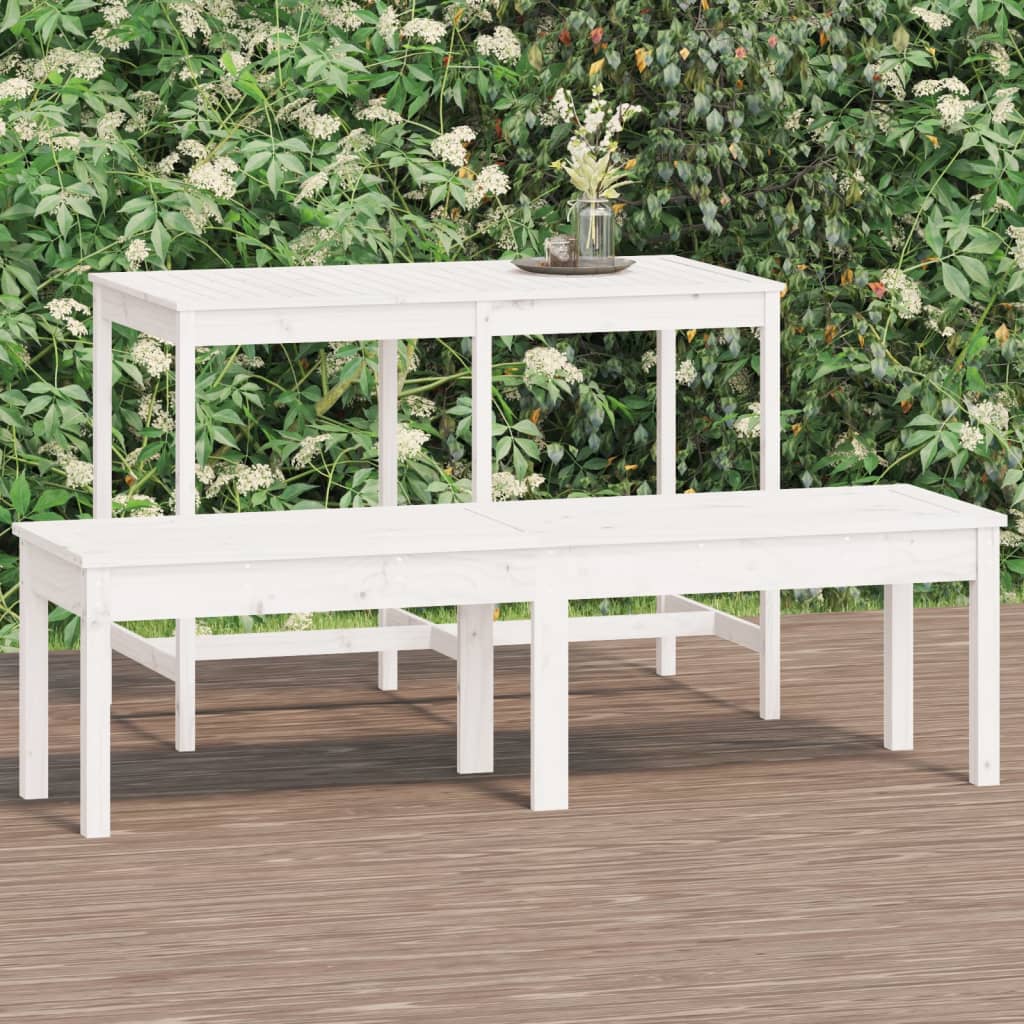 2-Seater Garden Bench White 159.5x44x45 cm Solid Wood Pine - Newstart Furniture