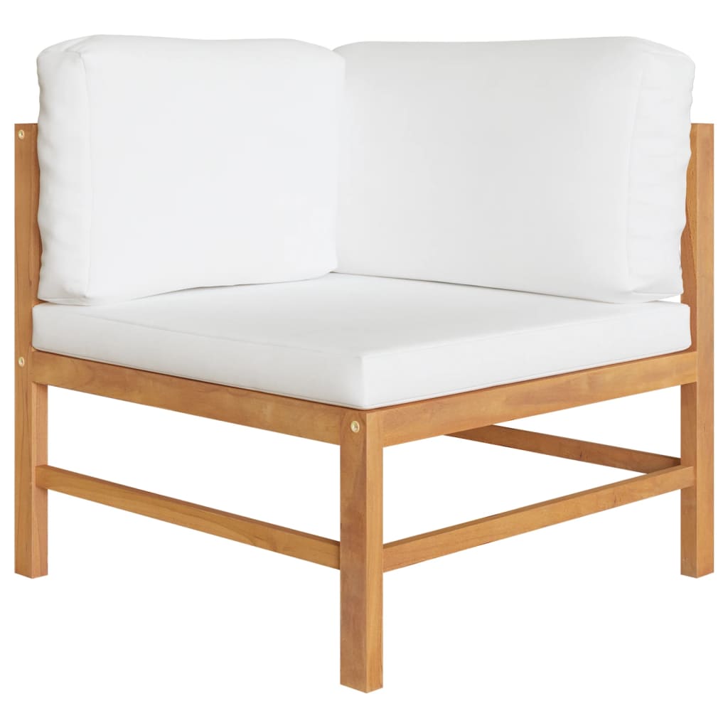 2-seater Garden Bench with Cream Cushions Solid Teak Wood - Newstart Furniture