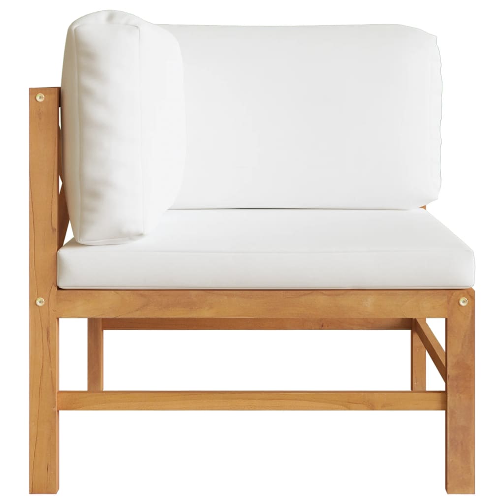 2-seater Garden Bench with Cream Cushions Solid Teak Wood - Newstart Furniture