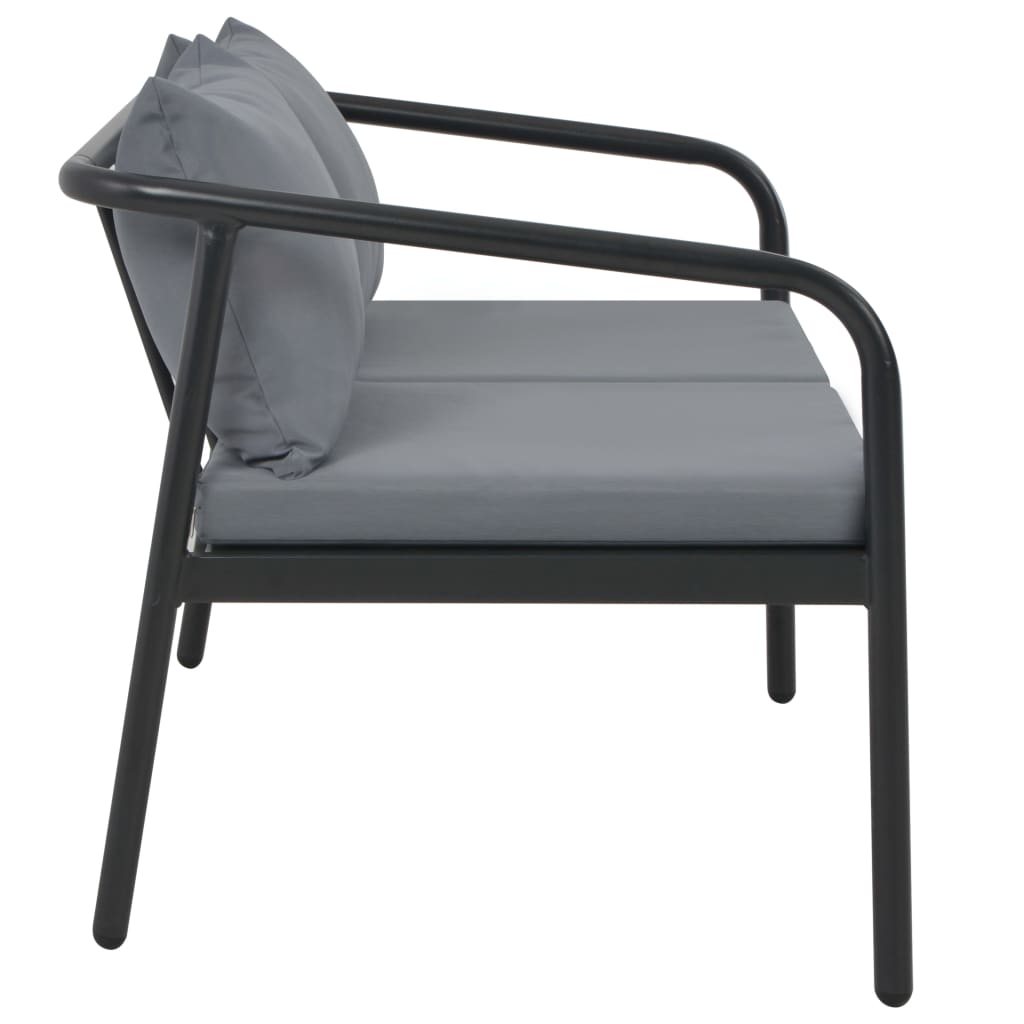 2 Seater Garden Bench with Cushions Grey Aluminium - Newstart Furniture