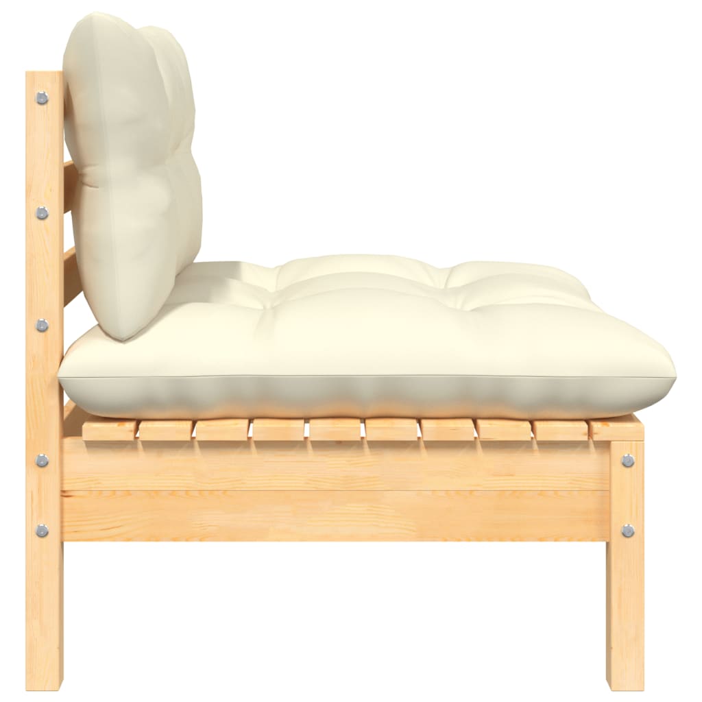 2-Seater Garden Sofa with Cream Cushions Solid Pinewood - Newstart Furniture