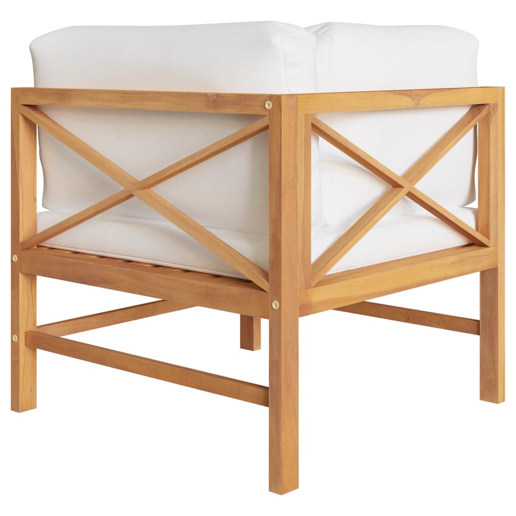 2-Seater Garden Sofa with Cream Cushions Solid Wood Teak - Newstart Furniture