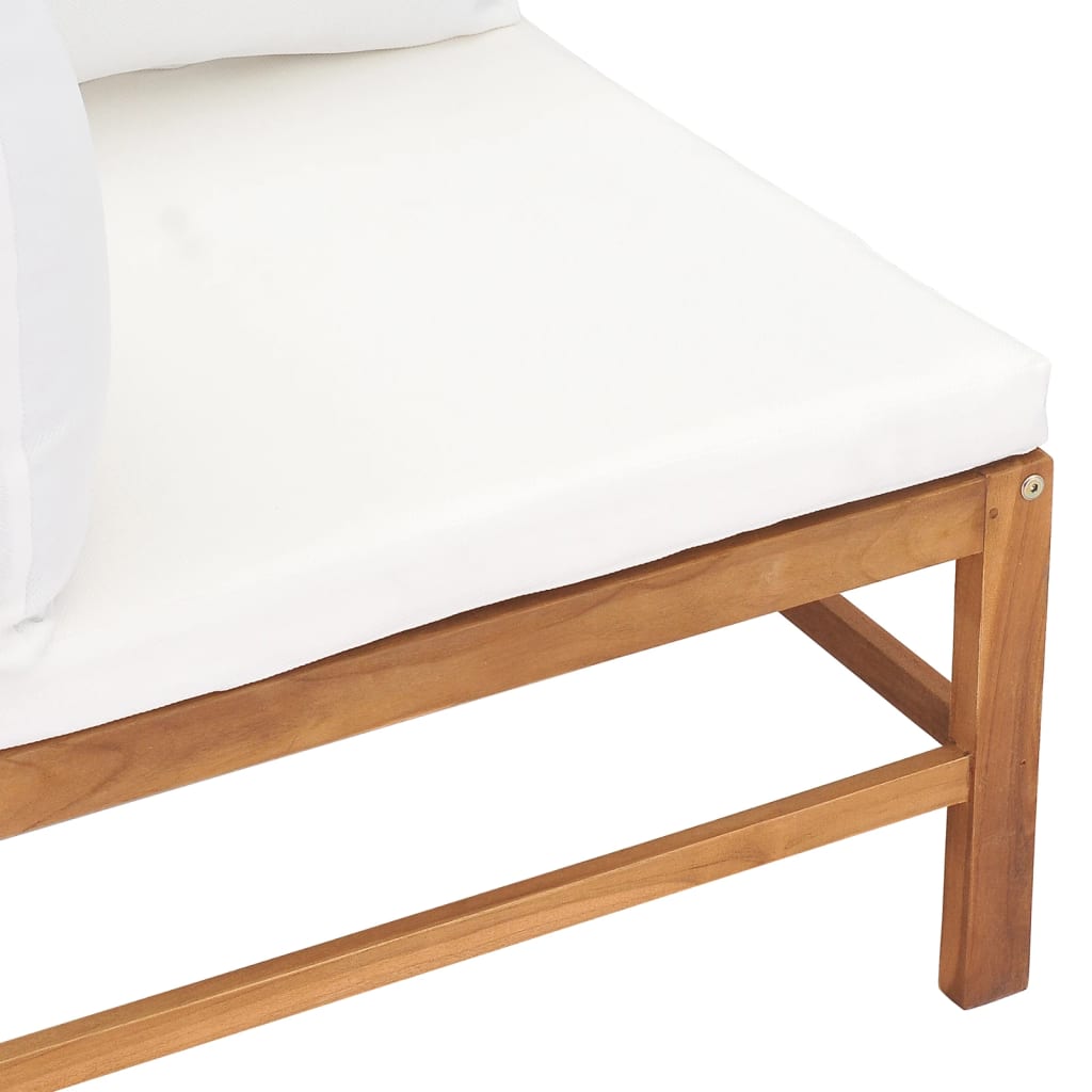 2-Seater Garden Sofa with Cream Cushions Solid Wood Teak - Newstart Furniture
