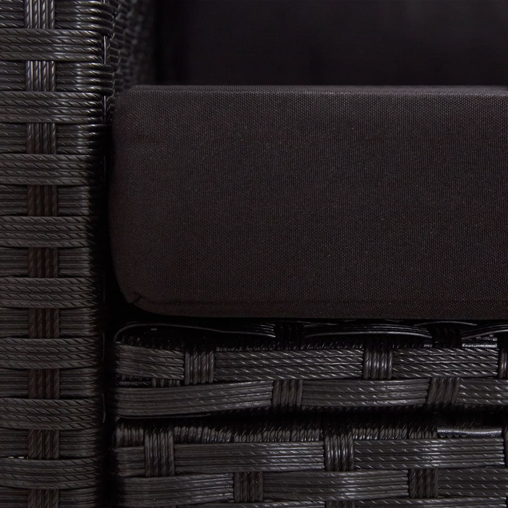 2-Seater Garden Sofa with Cushions Black 124 cm Poly Rattan - Newstart Furniture