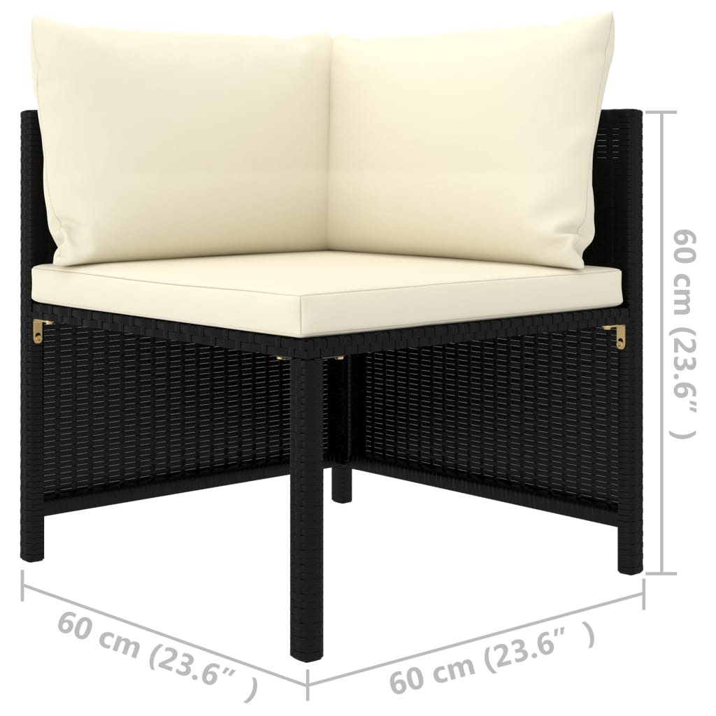 2-Seater Garden Sofa with Cushions Black Poly Rattan - Newstart Furniture