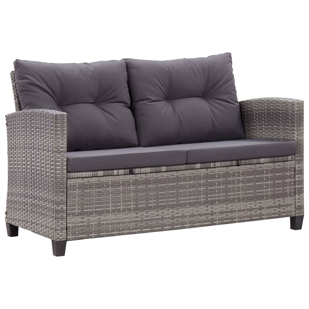 2-Seater Garden Sofa with Cushions Grey 124 cm Poly Rattan - Newstart Furniture