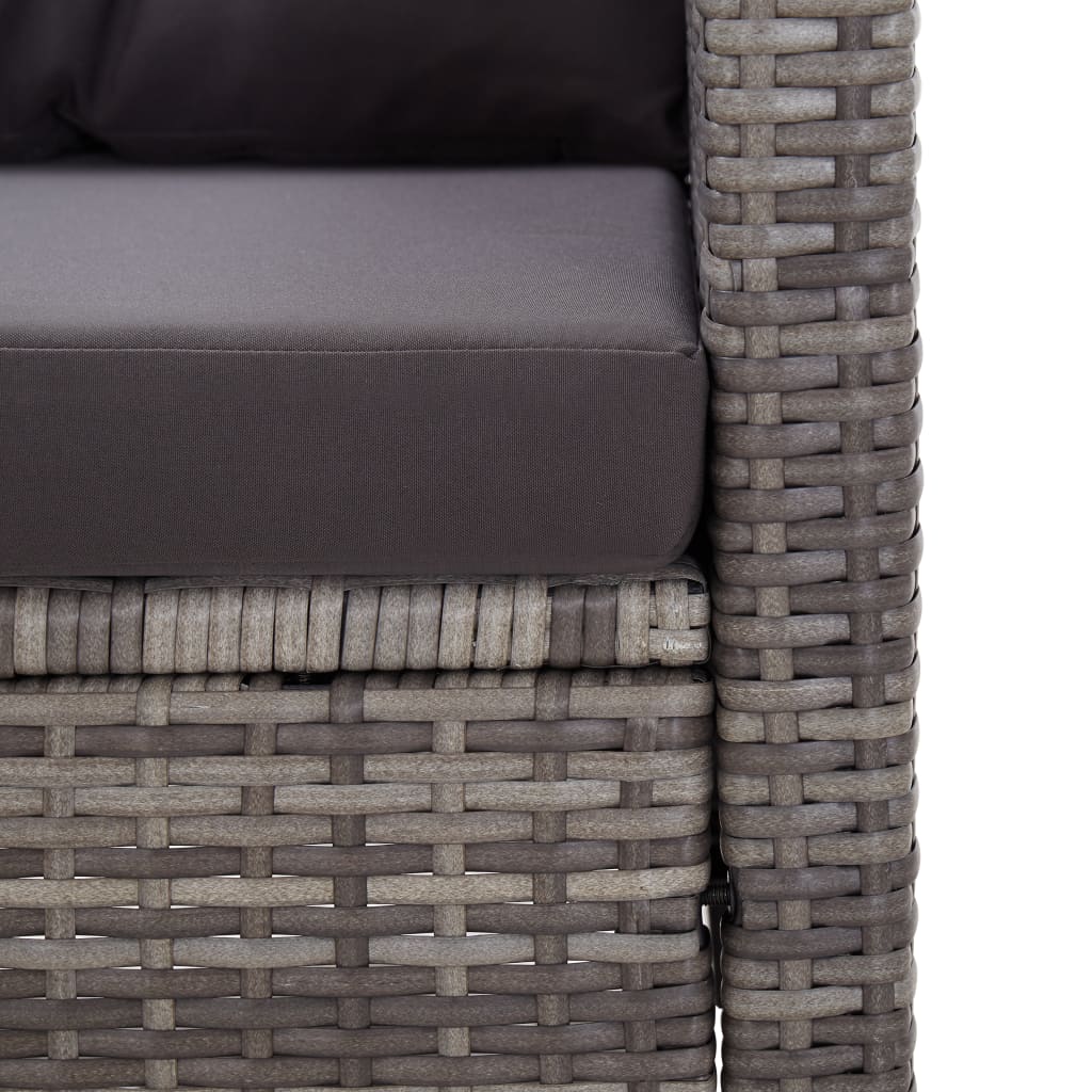 2-Seater Garden Sofa with Cushions Grey 124 cm Poly Rattan - Newstart Furniture