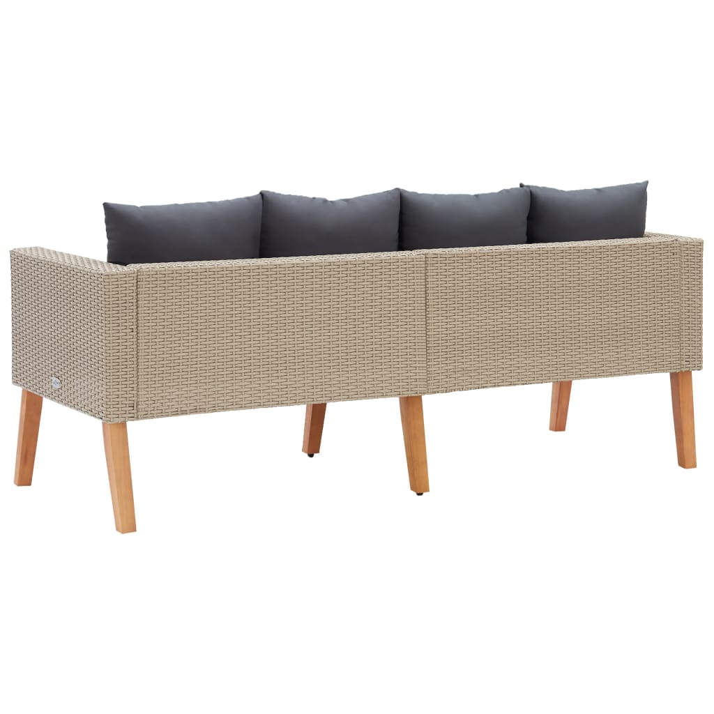 2-Seater Garden Sofa with Cushions Poly Rattan Beige - Newstart Furniture