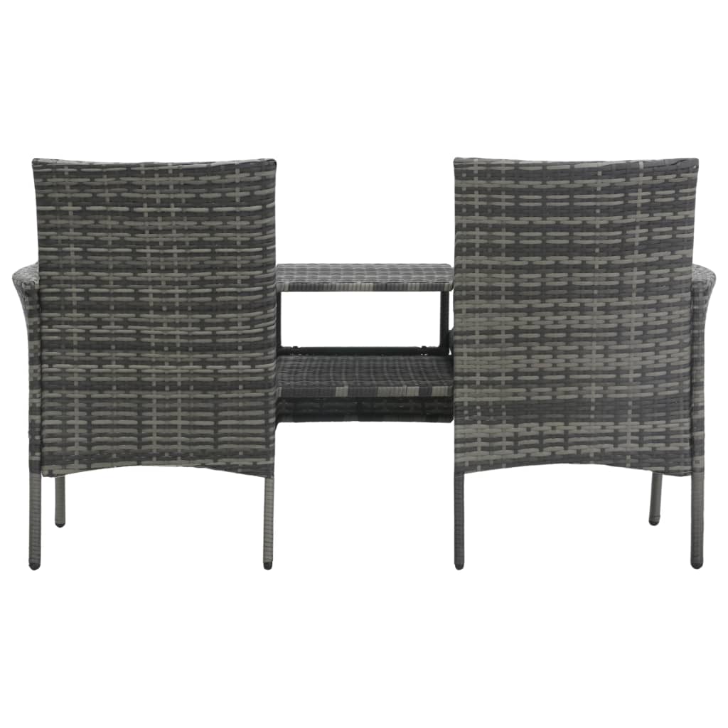 2-Seater Garden Sofa with Tea Table Poly Rattan Anthracite - Newstart Furniture