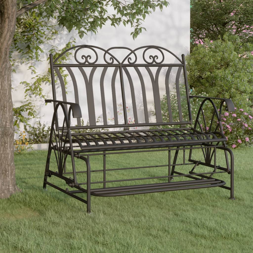 2-Seater Glider Bench 114 cm Black Steel - Newstart Furniture