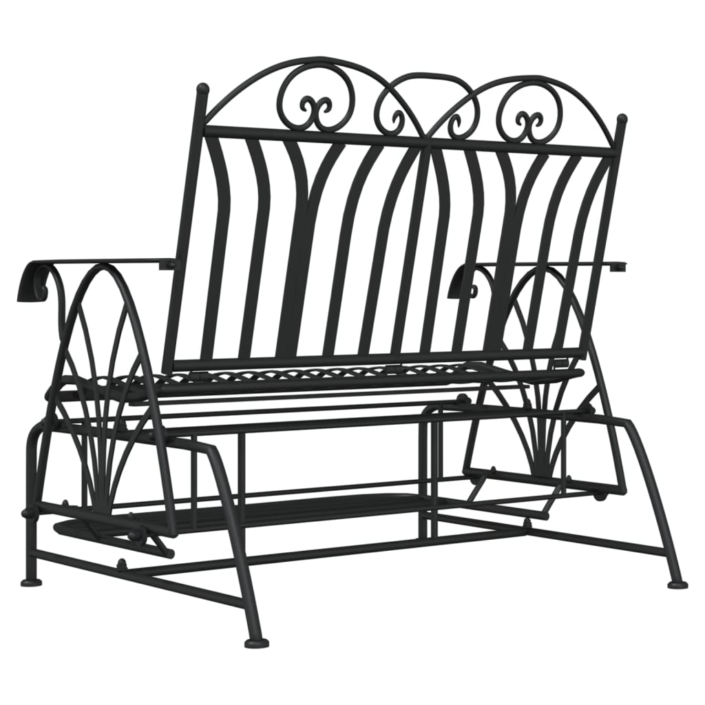 2-Seater Glider Bench 114 cm Black Steel - Newstart Furniture