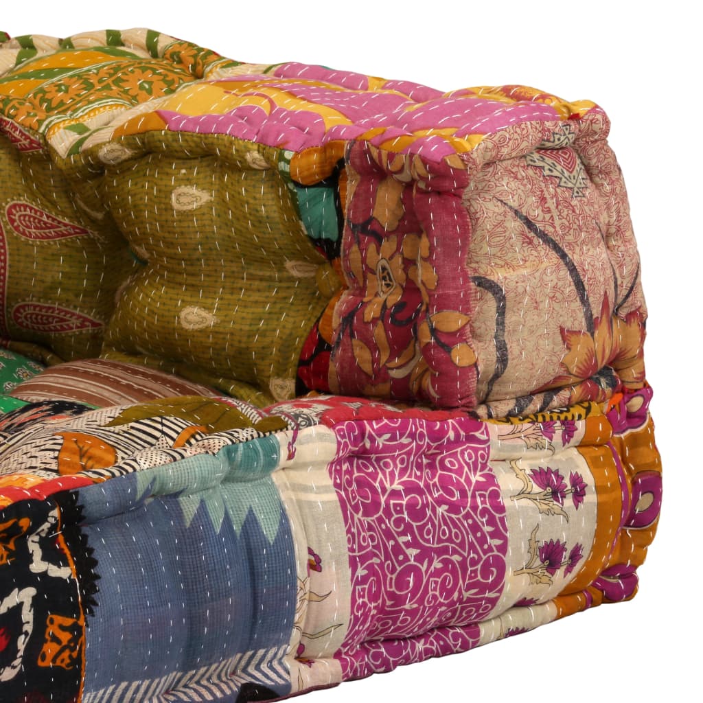 2-Seater Modular Pouffe Patchwork Fabric - Newstart Furniture