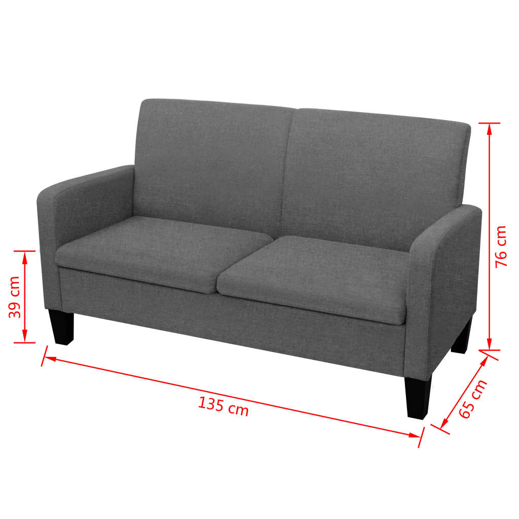 2-Seater Sofa 135x65x76 cm Dark Grey - Newstart Furniture