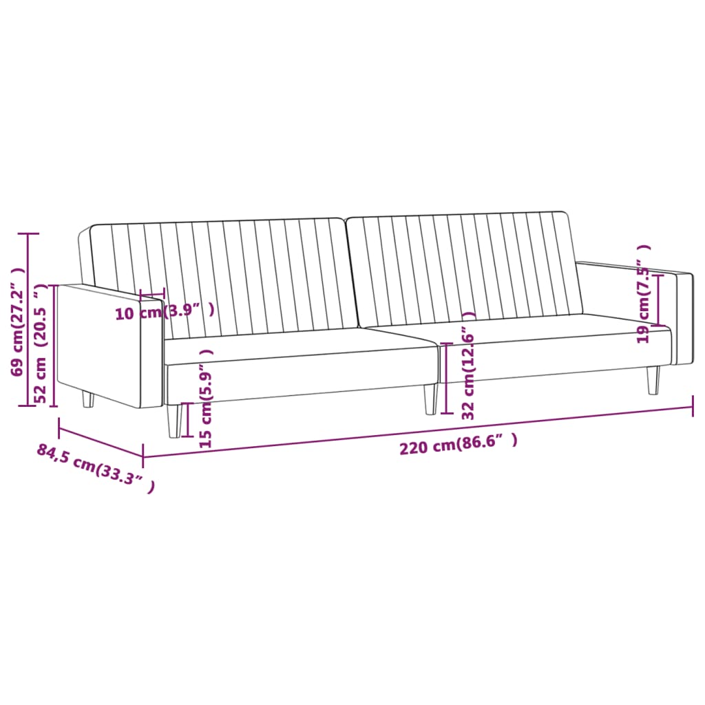 2-Seater Sofa Bed Dark Grey Velvet - Newstart Furniture