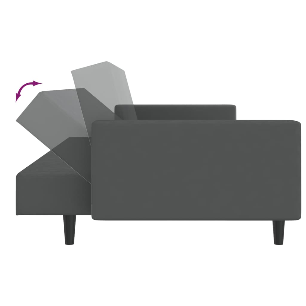 2-Seater Sofa Bed Dark Grey Velvet - Newstart Furniture