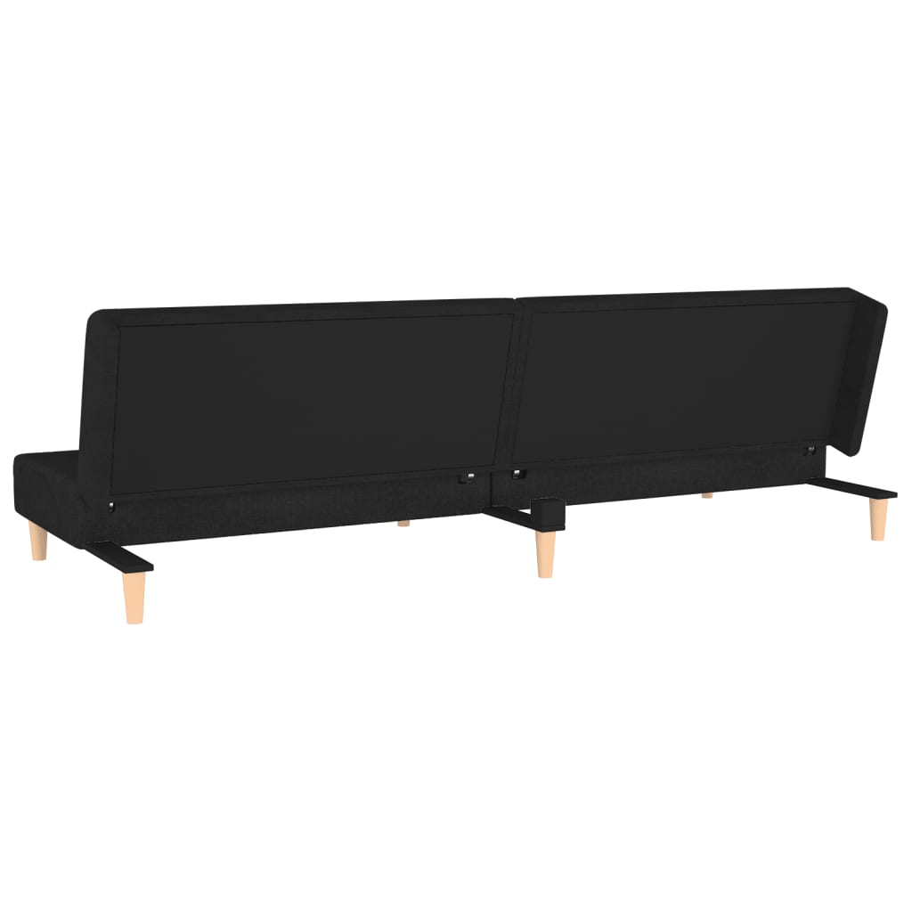 2-Seater Sofa Bed with Two Pillows Black Fabric - Newstart Furniture