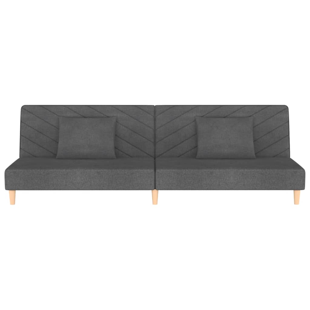 2-Seater Sofa Bed with Two Pillows Dark Grey Fabric - Newstart Furniture