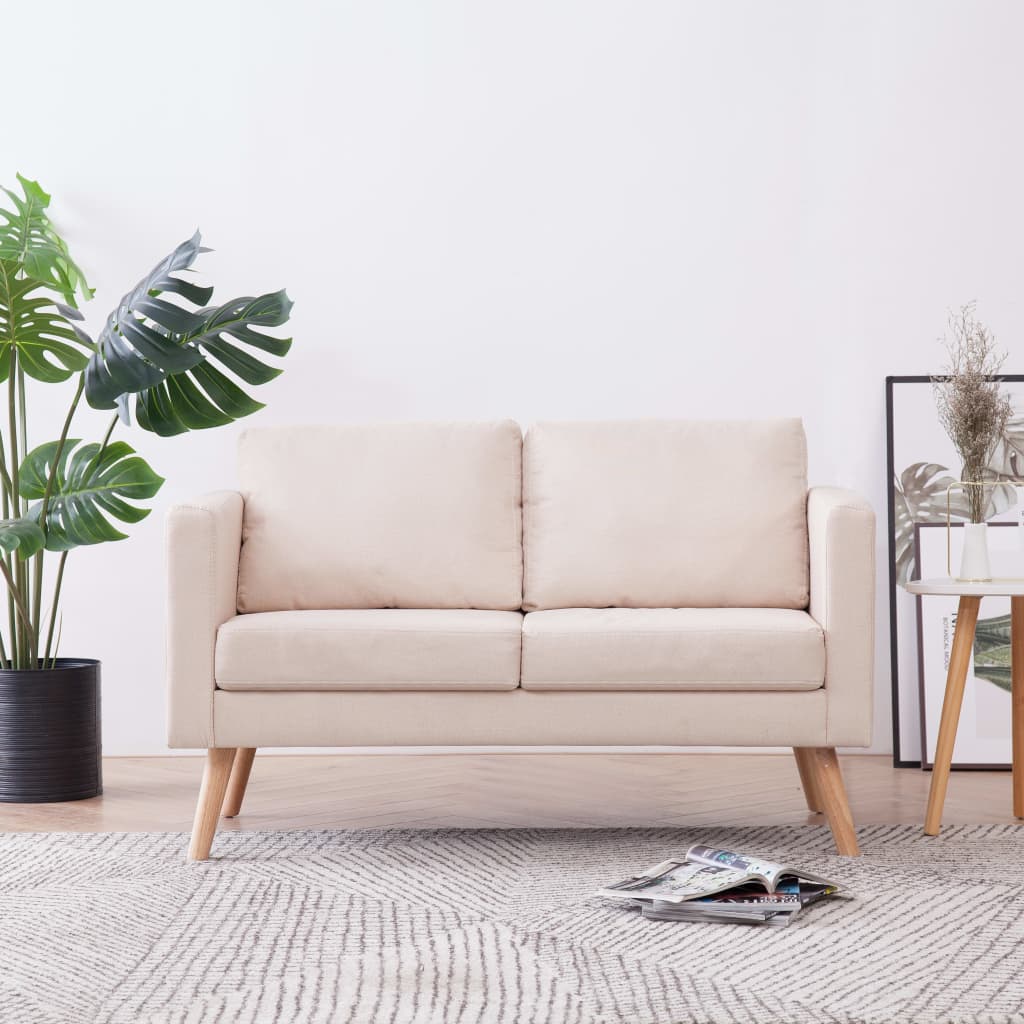 2-Seater Sofa Fabric Cream - Newstart Furniture