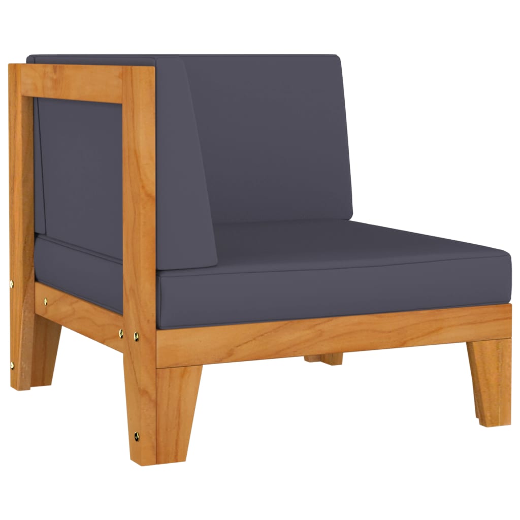 2-Seater Sofa with Dark Grey Cushions Solid Acacia Wood - Newstart Furniture
