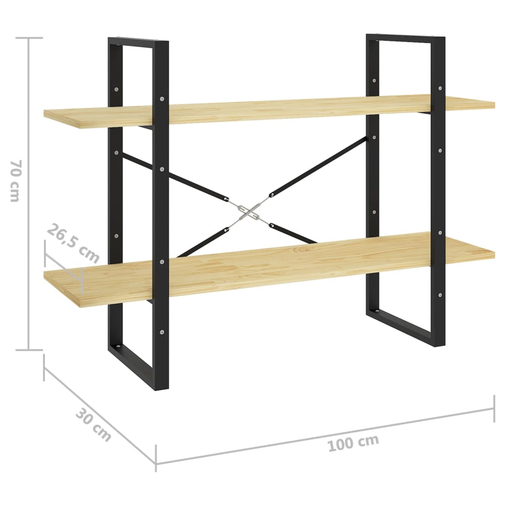 2-Tier Book Cabinet 100x30x70 cm Solid Pine Wood - Newstart Furniture