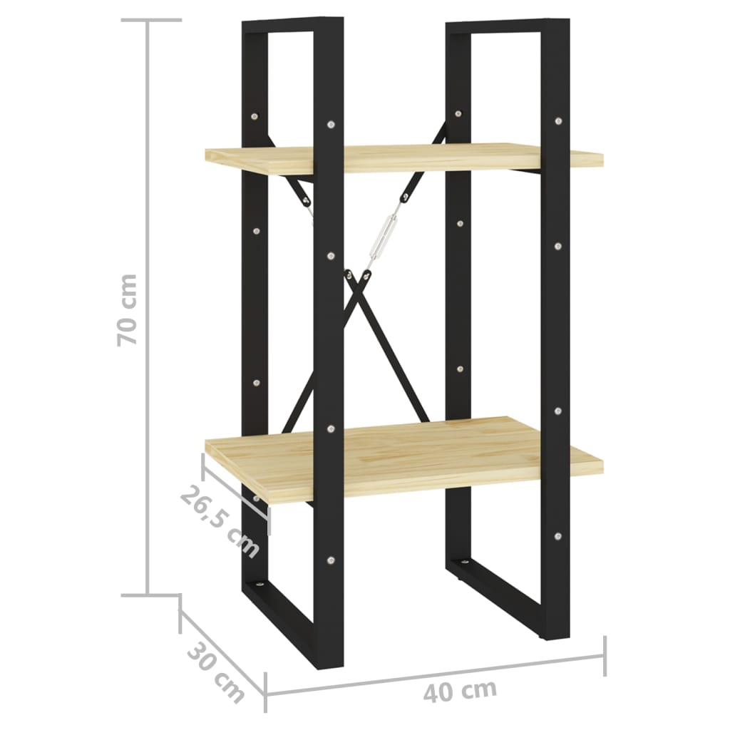 2-Tier Book Cabinet 40x30x70 cm Solid Pine Wood - Newstart Furniture