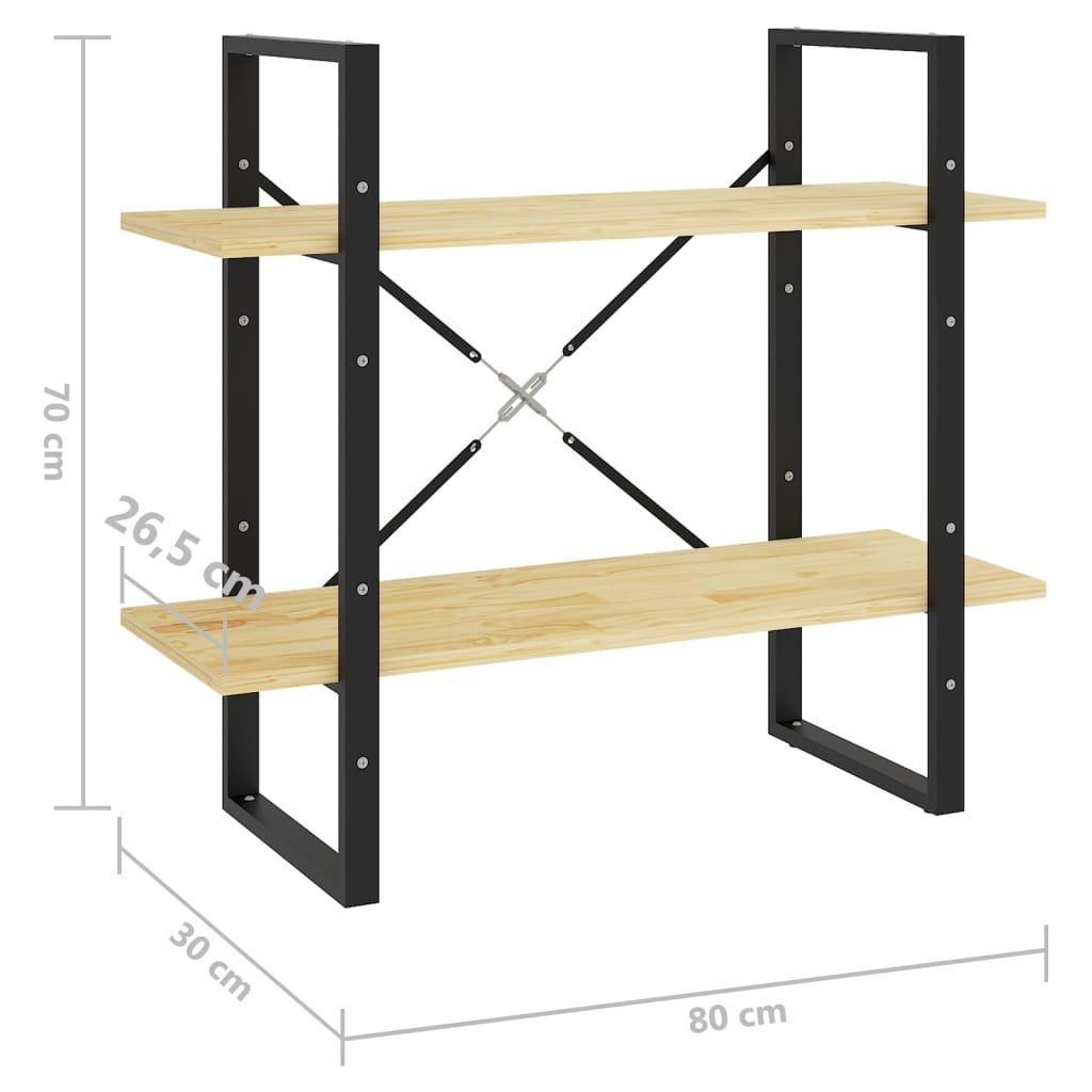 2-Tier Book Cabinet 80x30x70 cm Solid Pine Wood - Newstart Furniture