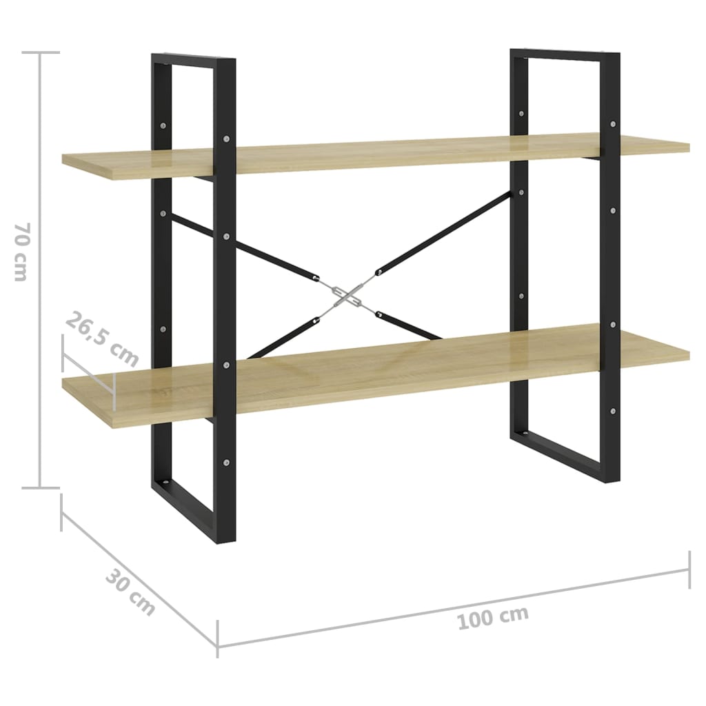 2-Tier Book Cabinet Sonoma Oak 100x30x70 cm Engineered Wood - Newstart Furniture