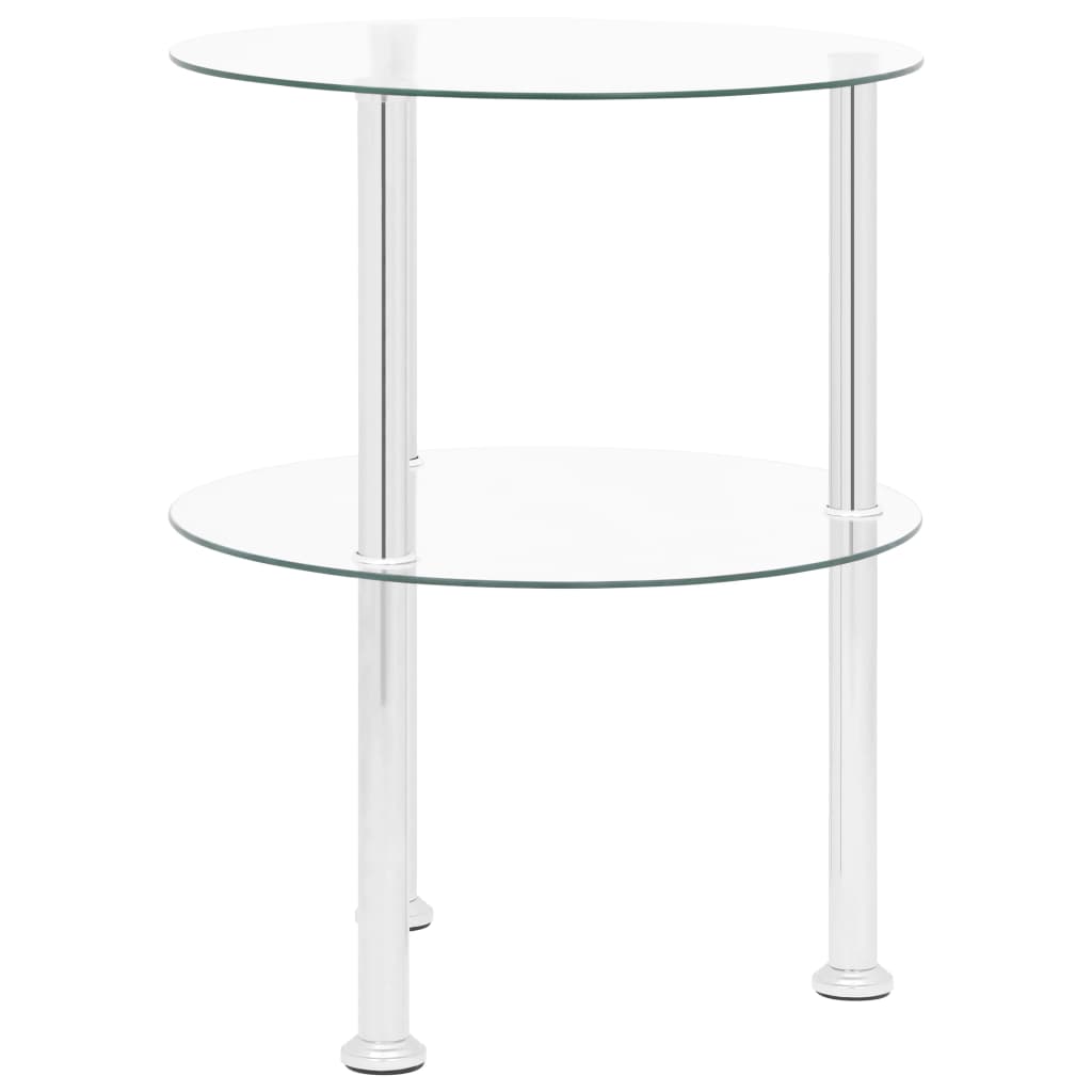 2-Tier Side Table Transparent 38 cm Tempered Glass - Newstart Furniture