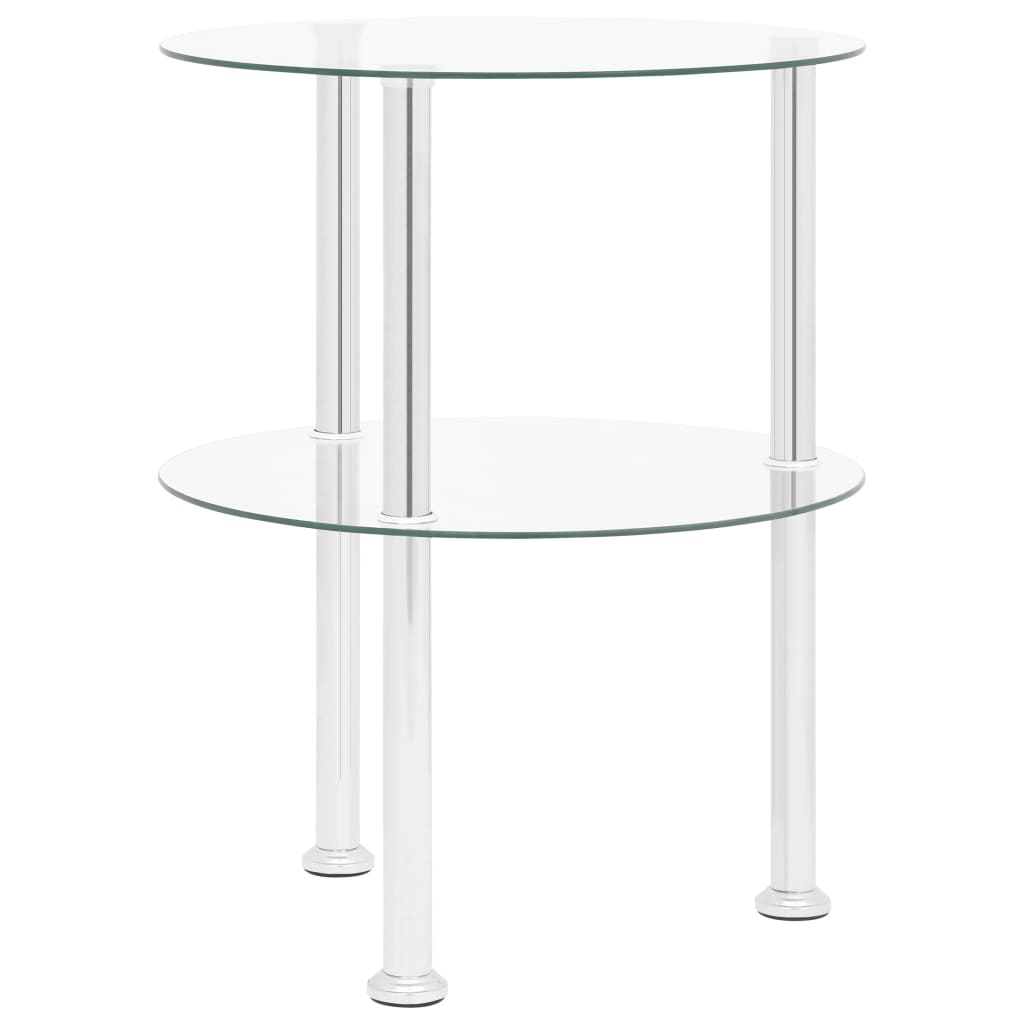 2-Tier Side Table Transparent 38 cm Tempered Glass - Newstart Furniture