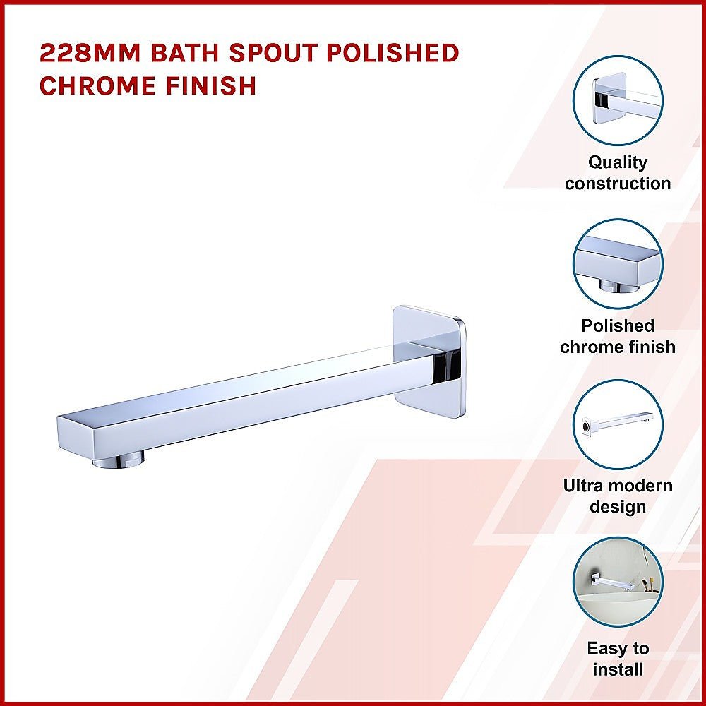 228mm Bath Spout Polished Chrome Finish - Newstart Furniture