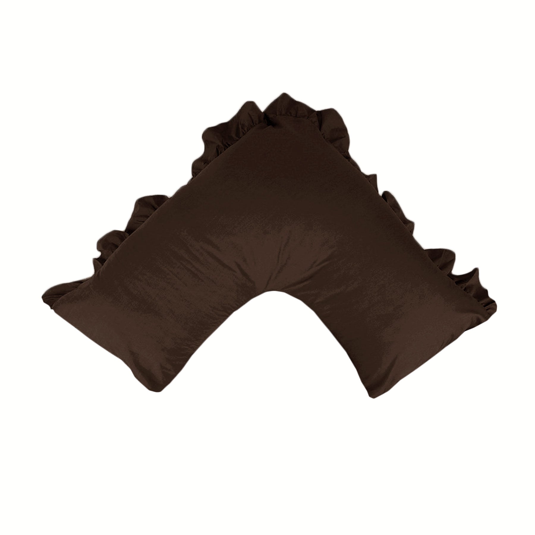 280TC Luxury Percale Ruffled V Pillowcase Chocolate - Newstart Furniture