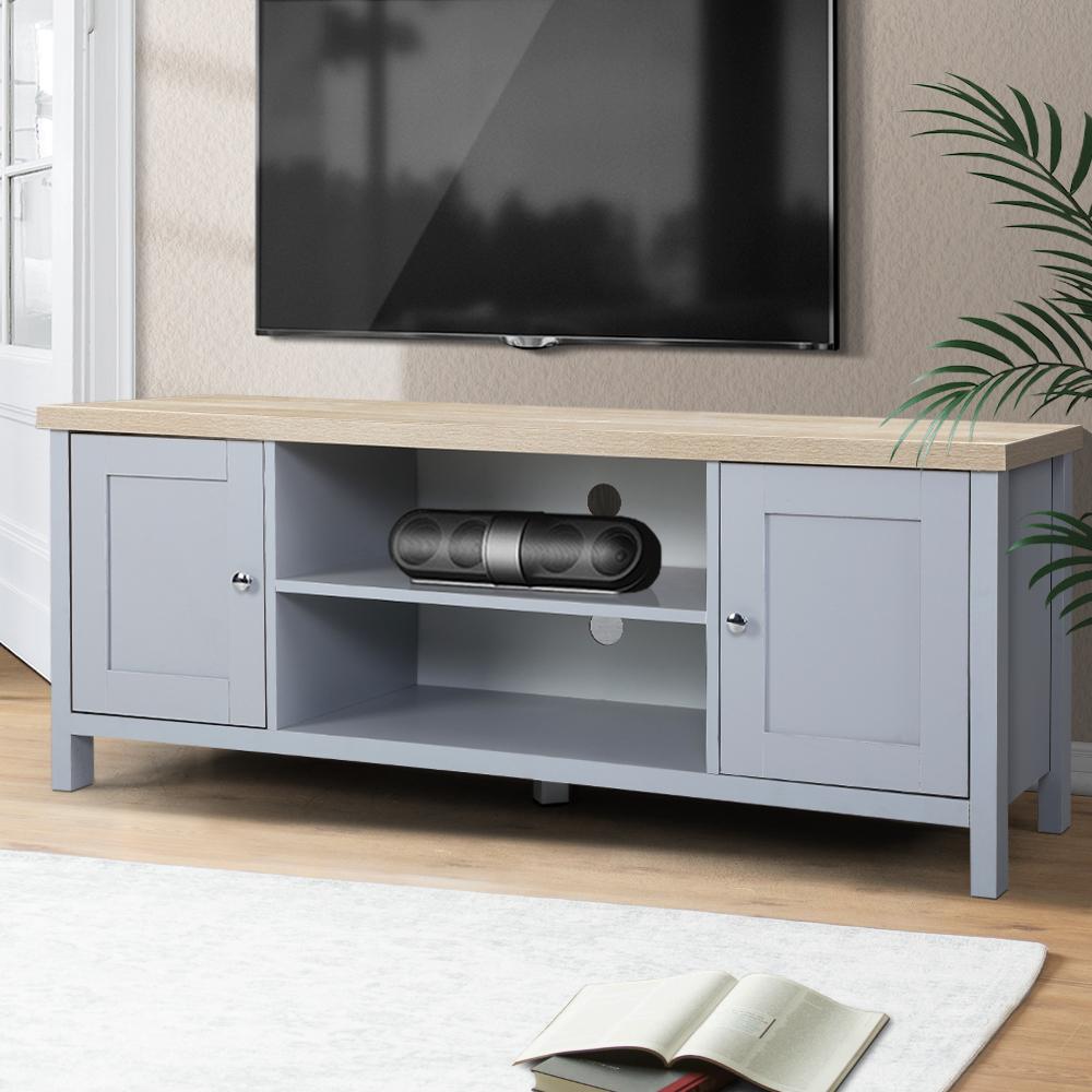 Artiss TV Cabinet Entertainment Unit Stand French Provincial Storage Shelf Wooden 130cm Grey - Newstart Furniture