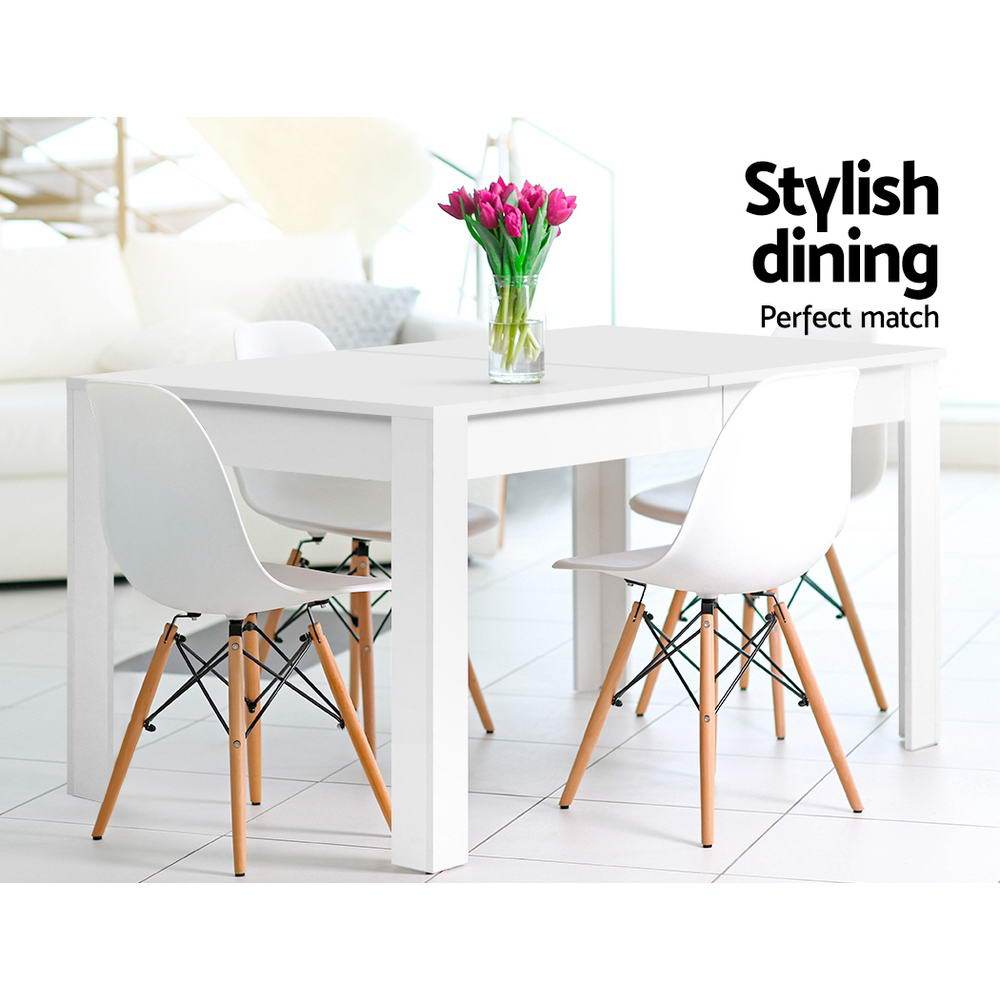 Artiss Dining Table 4 Seater Wooden Kitchen Tables White 120cm Cafe Restaurant - Newstart Furniture