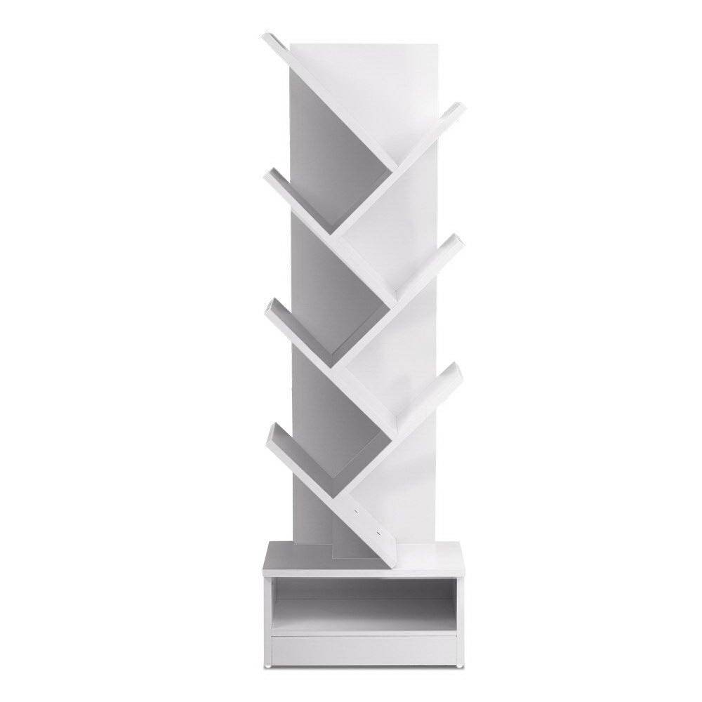 Artiss Display Shelf 7-Shelf Tree Bookshelf Book Storage Rack Bookcase White - Newstart Furniture